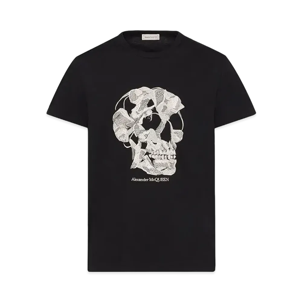 Alexander McQUEEN Pressed Flower Skull T-shirt "Black"