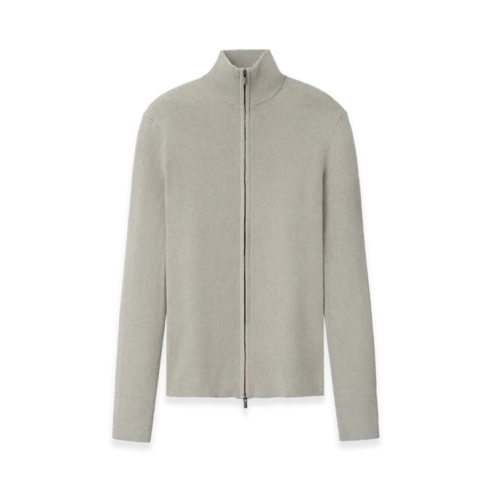 FEAR OF GOD ESSENTIALS Women's Rib Knit Zip Up Jacket "Seal"