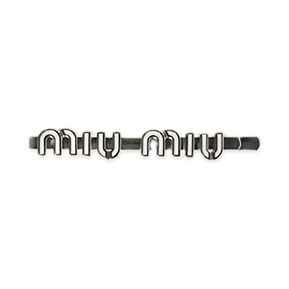 MIU MIU Enamel Metal Hair Clip "White"