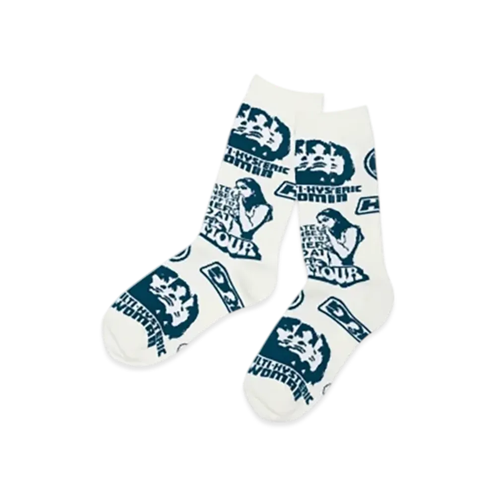 HYSTERIC GLAMOUR Super-Hys Pattern Socks Women "White"