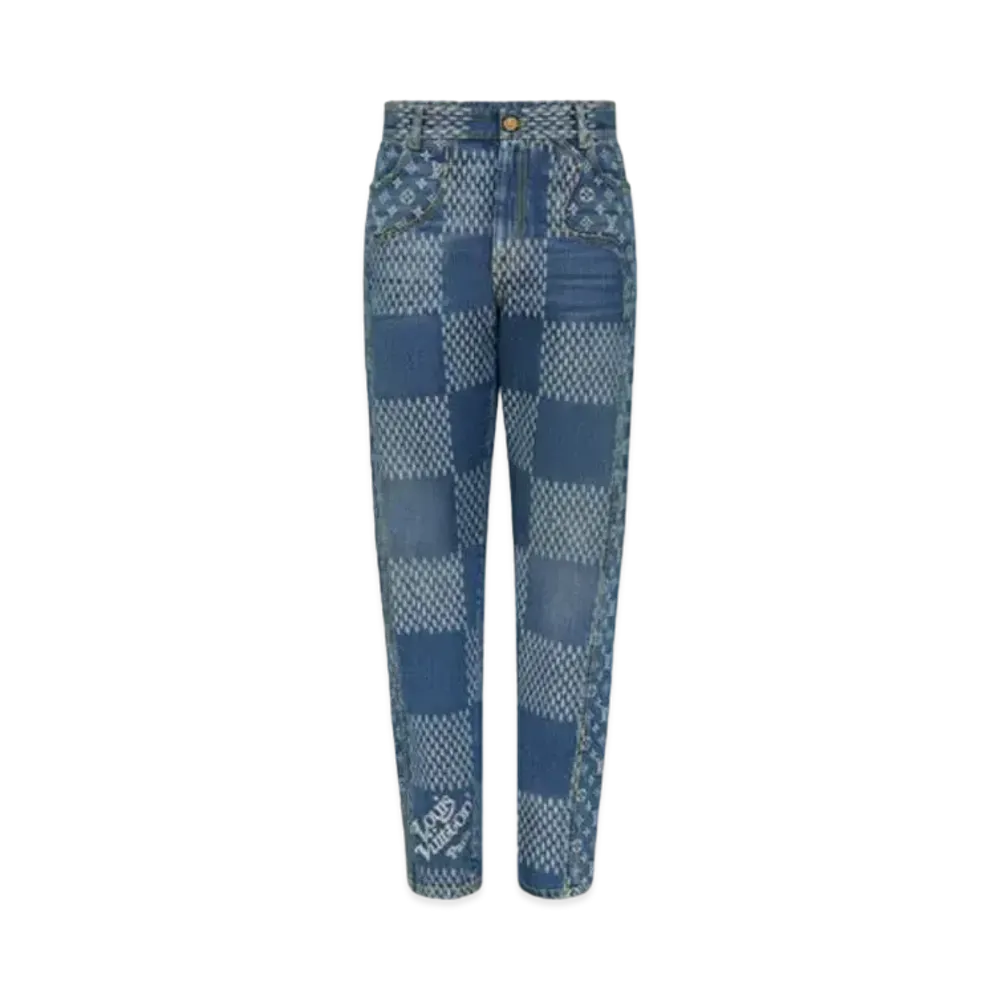 Louis Vuitton x Nigo Giant Damier Waves MNGM Denim Pants "Blue"