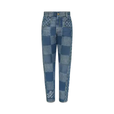 Louis Vuitton x Nigo Giant Damier Waves MNGM Denim Pants "Blue"