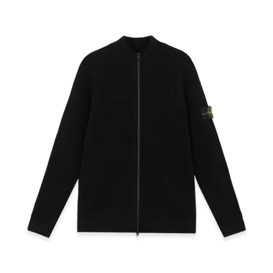 Stone Island 519C2 Full Rib RWS Wool Cardigan with Full Zipper - 24FW "Black"