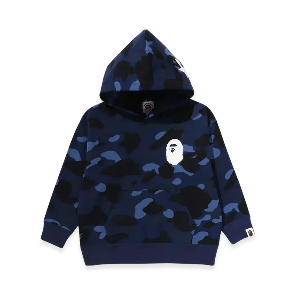 A BATHING APE Color Camo Ape Head Relaxed Fit Pullover Hoodie (Kids) "Navy"