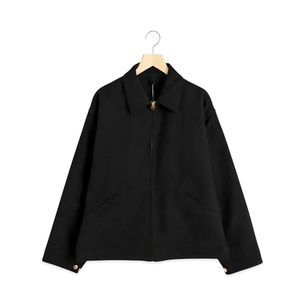 COMOLI Moleskin Zip Short Jacket "Black"