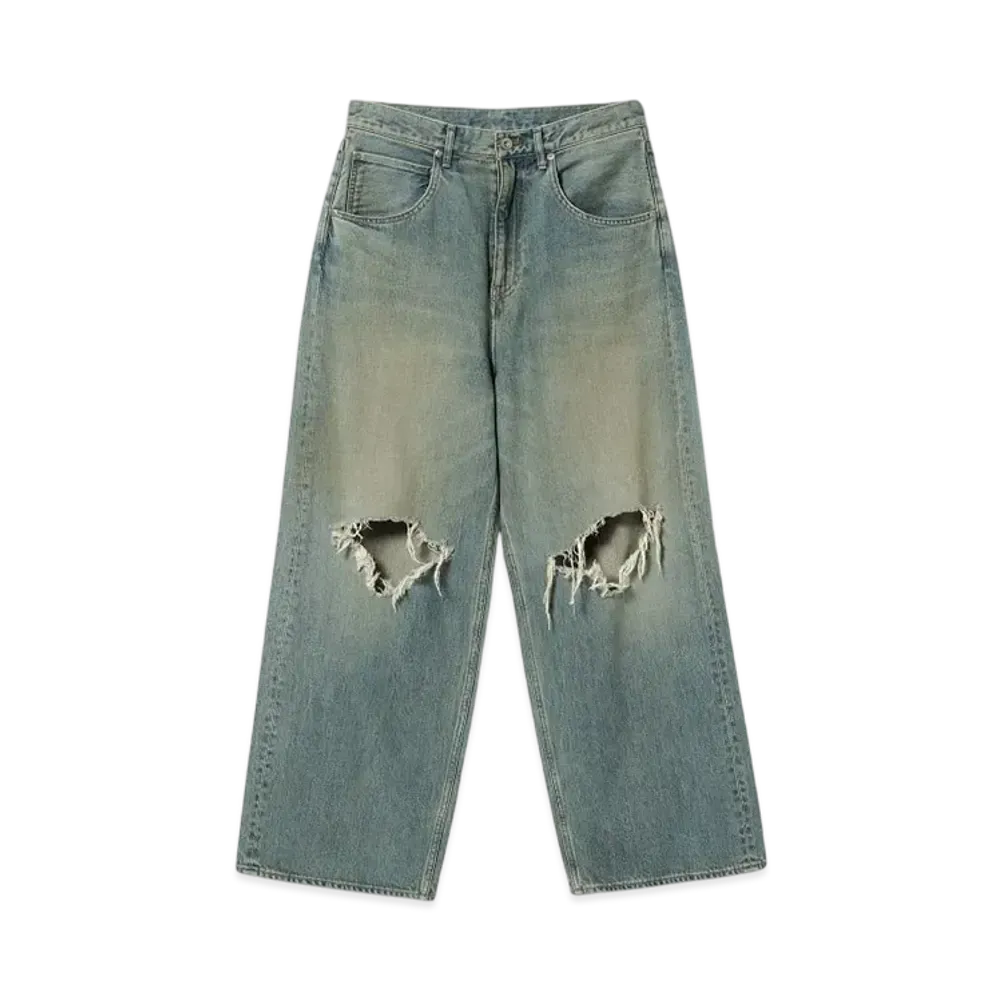 BEAMS FUTURE ARCHIVE Buggy Crush Denim Pants "LightBlueUsed"