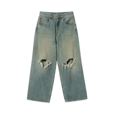 BEAMS FUTURE ARCHIVE Buggy Crush Denim Pants "LightBlueUsed"