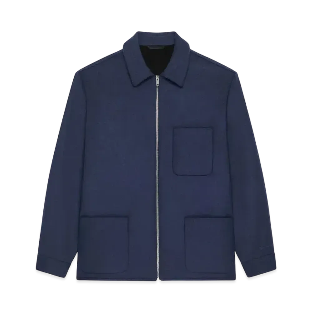 GIVENCHY Overshirt In Double Face Wool and Cashmere "Navy"