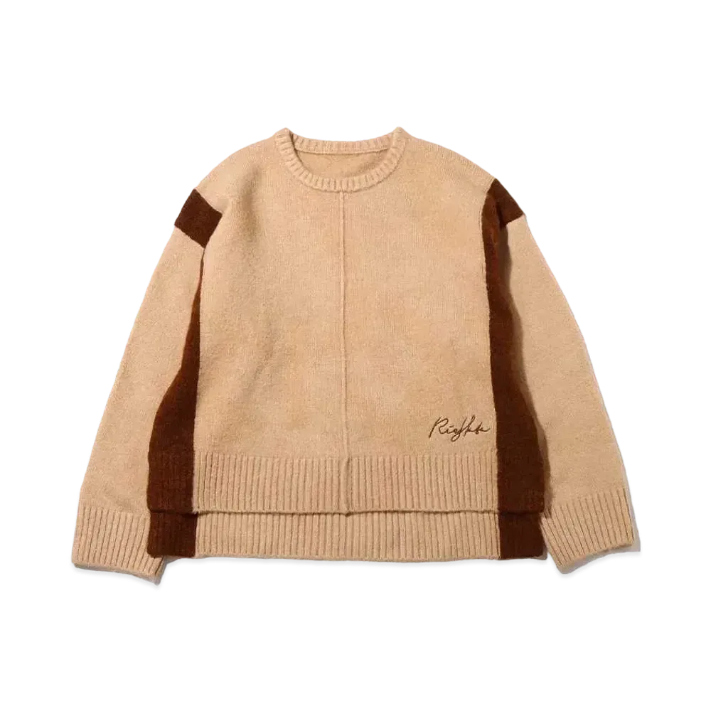 atmos pink x Riehata Bicolor Knit Tops "Beige"
