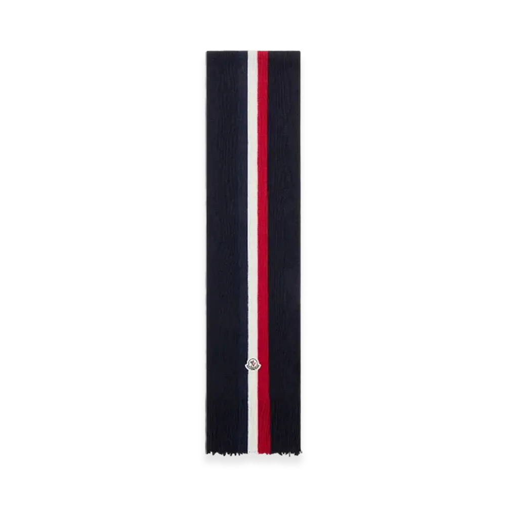 MONCLER Tricolour Wool Scarf "Navy Blue"