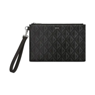 Dior A5 POUCH CD Diamond Canvas "Black"