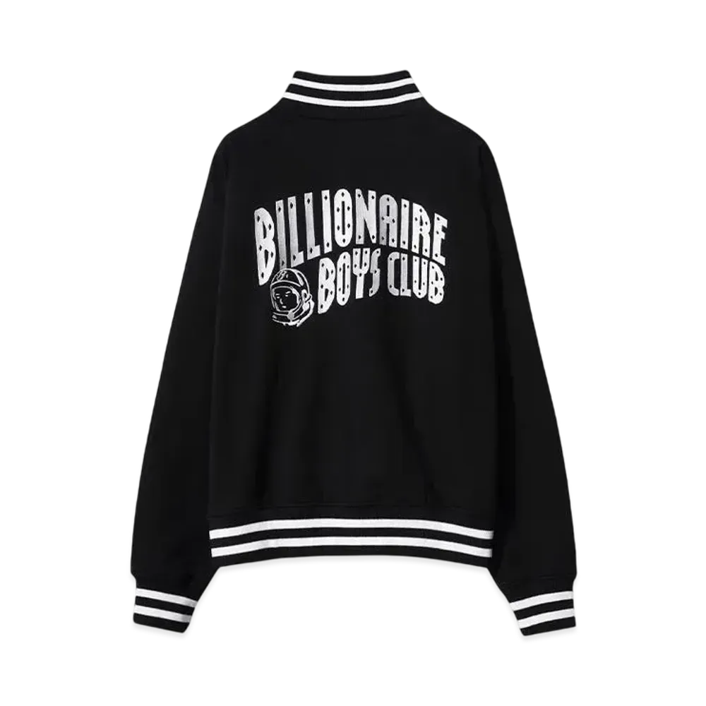 BILLIONAIRE BOYS CLUB EMBROIDERED LOGO SWEAT VARSITY JACKET "BLACK"