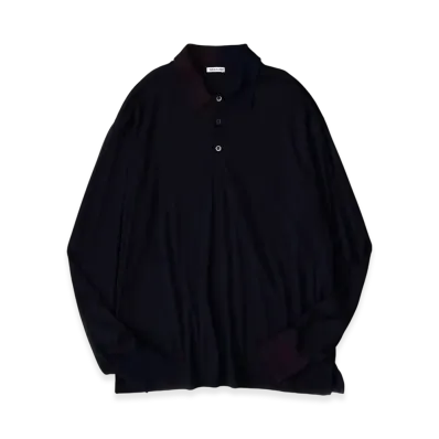 NICENESS Astaire Merino Wool Polo Shirt With Long Sleeves "Black"