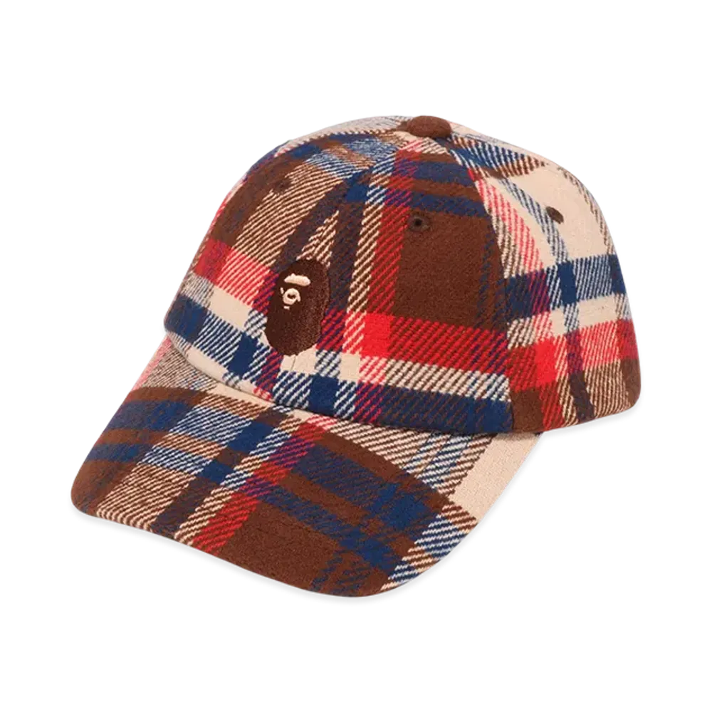 A BATHING APE Bape Check Panel Cap "Red"