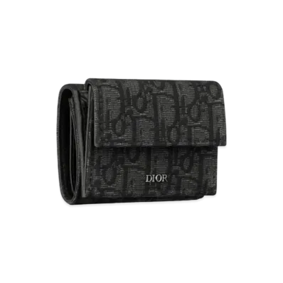 Dior Three Folded Wallet Dior Oblique Jacquard "Black"