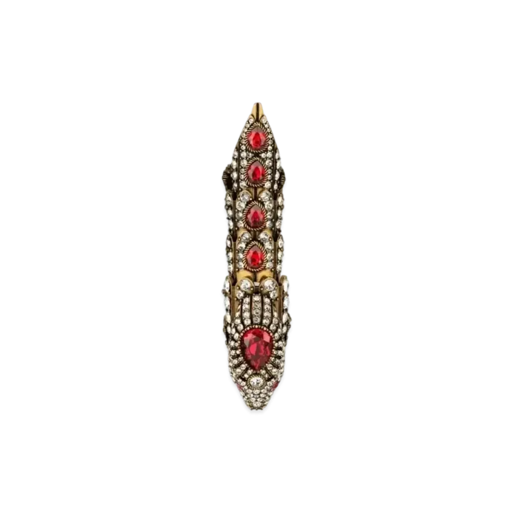 GUCCI Crystal Snake Ring "White/Red"