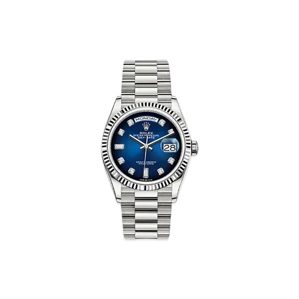 ROLEX Day-Date 36 Blue Dial 10P Diamonds 128239A