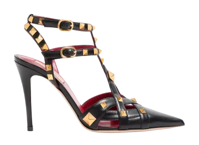 Valentino Garavani Women's 100mm Studdy Kidskin Décolleté "Black"