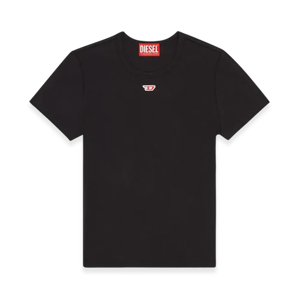 Diesel T-Ele-Long-D T-Shirt With D Logo Patch "Black"