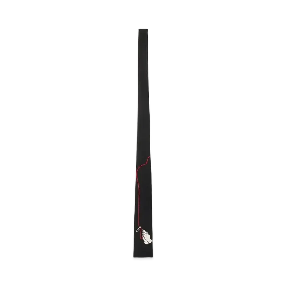 Yohji Yamamoto Pour Homme W/GABARDINE HAND EMBROIDERY TIE "Ivory"