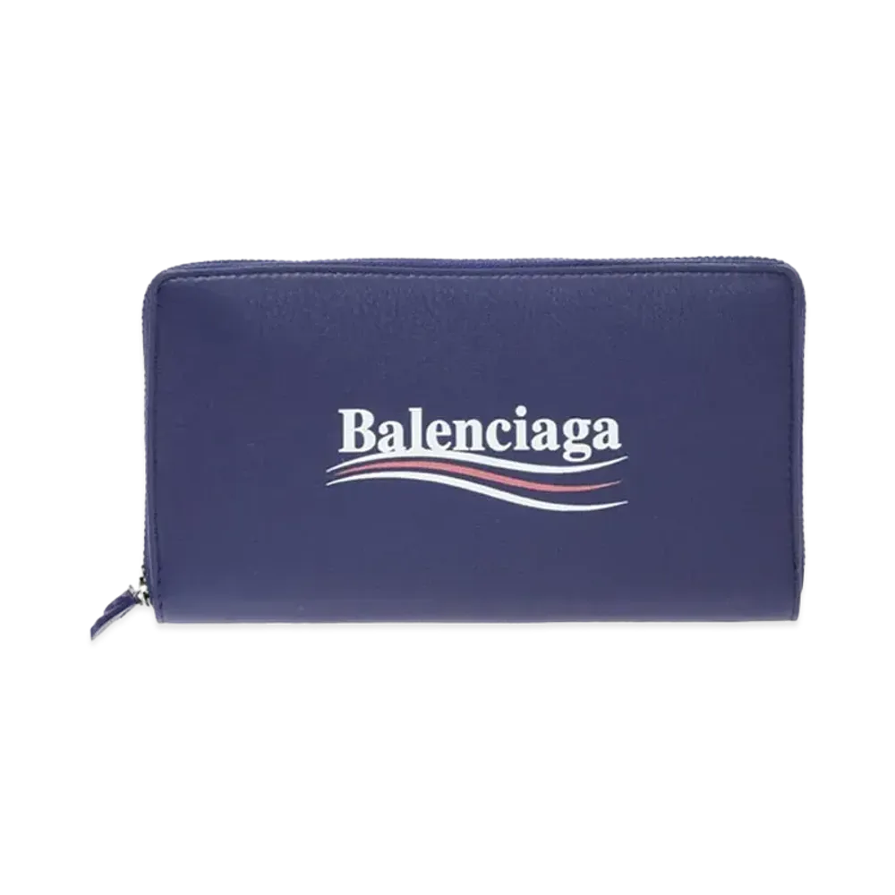 BALENCIAGA Political Campaign Zip Around Wallet "Blue"