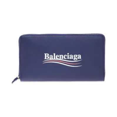 BALENCIAGA Political Campaign Zip Around Wallet "Blue"
