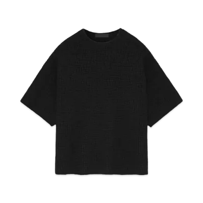 FEAR OF GOD ESSENTIALS Heavy Waffle Short Sleeve Crewneck Sweater "Black"