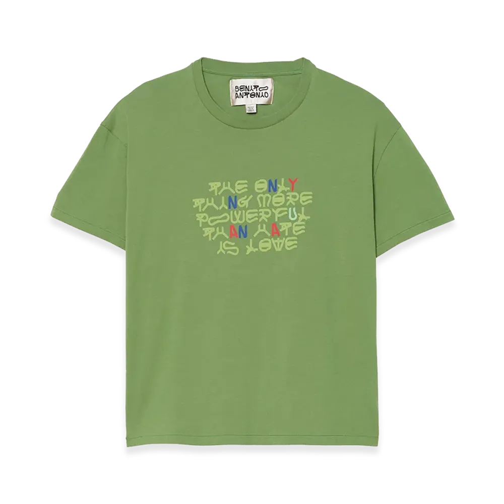 ZARA x Bad Bunny Benito Antonio Cropped Fit Text Tee "Green"