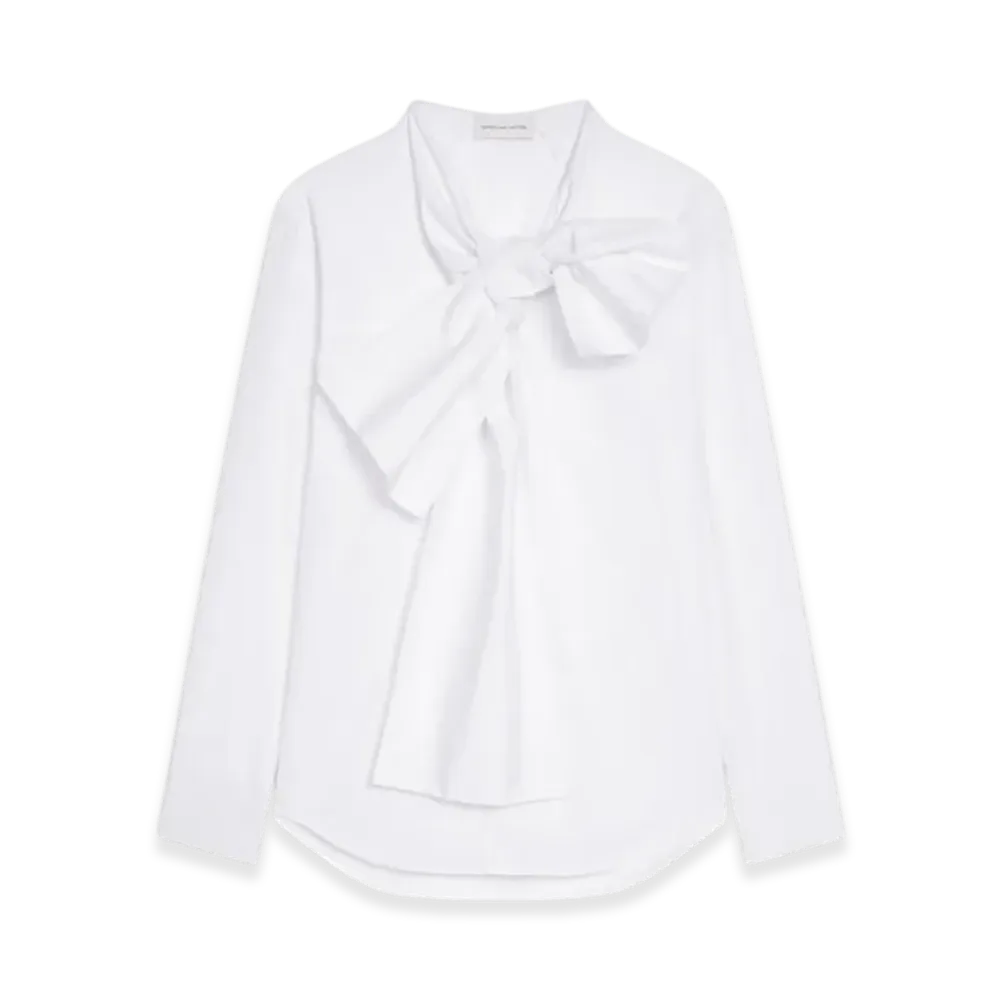 DRIES VAN NOTEN Bow Neck Cotton Shirt "White"