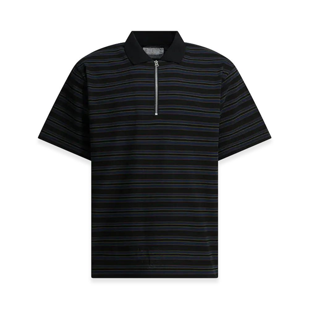 sacai Striped Buttonless Polo Shirt "Black"