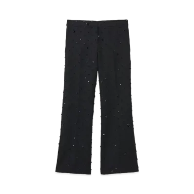 Alexander McQUEEN Cosmic Stone Embroidery Cropped Trousers "Black"