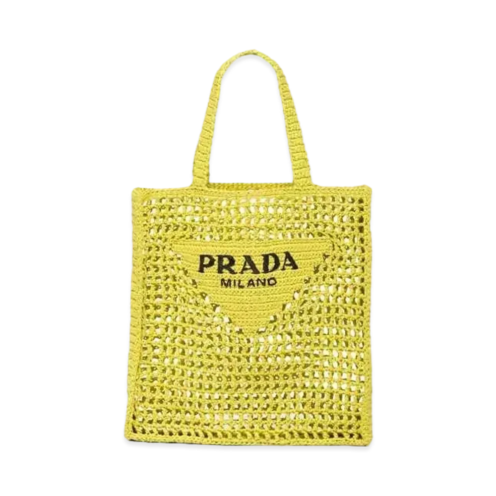 PRADA Raffia Tote Bag "Citron Green"