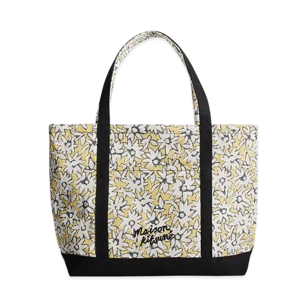 Maison Kitsune Daisy Field Large Jacquard Tote "Mimosa Print"