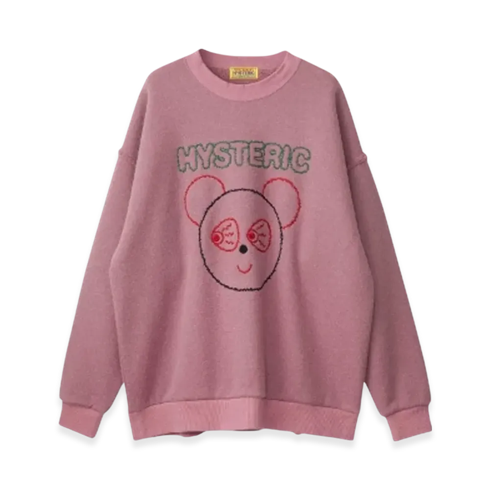 HYSTERIC GLAMOUR Red Eye Flash Embroidered Oversized Sweatshirt "Pink"