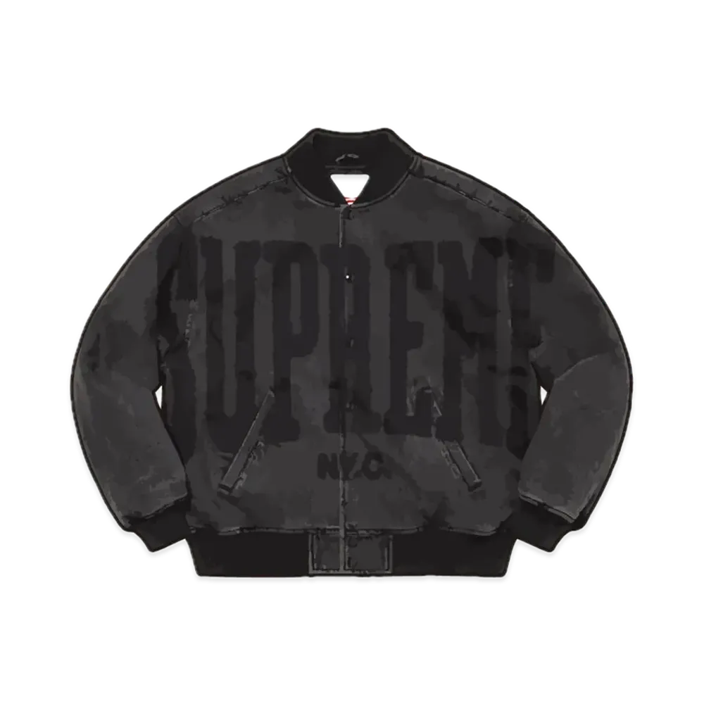 Supreme Washed Knockout Denim Varsity Jacket "Washed Black"