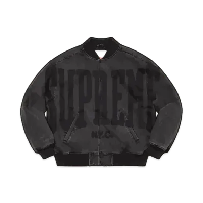 Supreme Washed Knockout Denim Varsity Jacket "Washed Black"