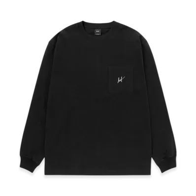 HUF Script Pocket LS Tee "Black"