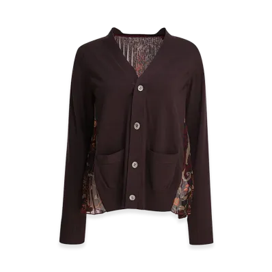 sacai Women's Cardigan With Floral Print "Brown"