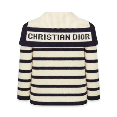 Dior Women's Mariniere Cardigan Virgin Wool Cashmere Knit "Navy Blue/Ecru"