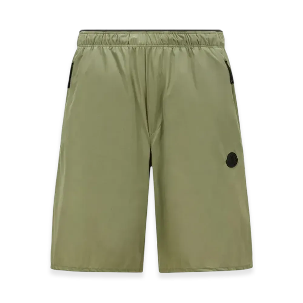 MONCLER Logo Patch Shorts "Sage Green"