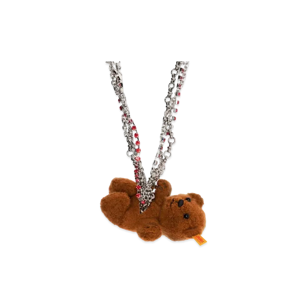 doublet Stuffed Bear Necklace "Chocolate Brown"