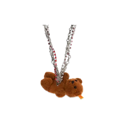 doublet Stuffed Bear Necklace "Chocolate Brown"