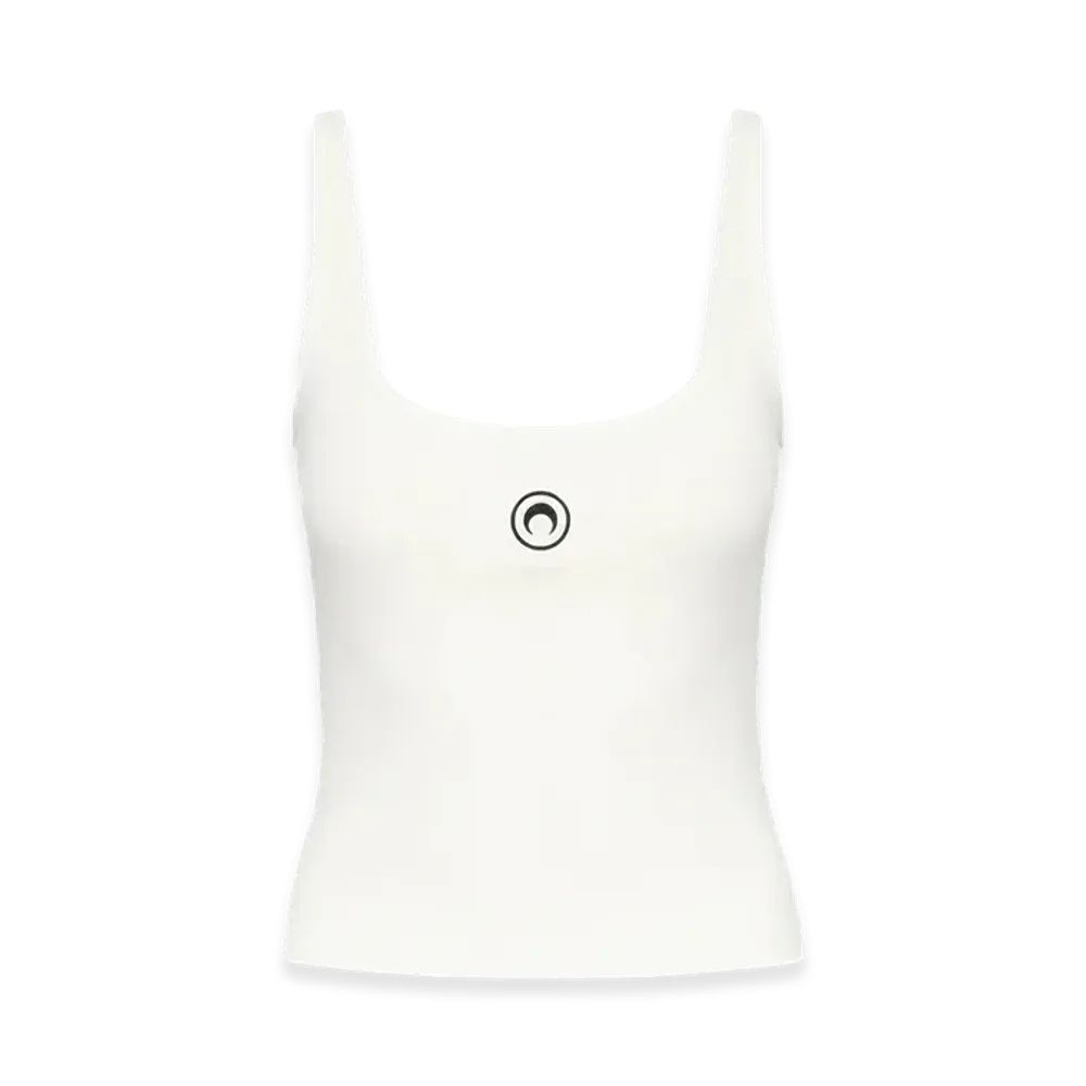 Marine Serre Women's Stretch Cotton Tank Top "White"