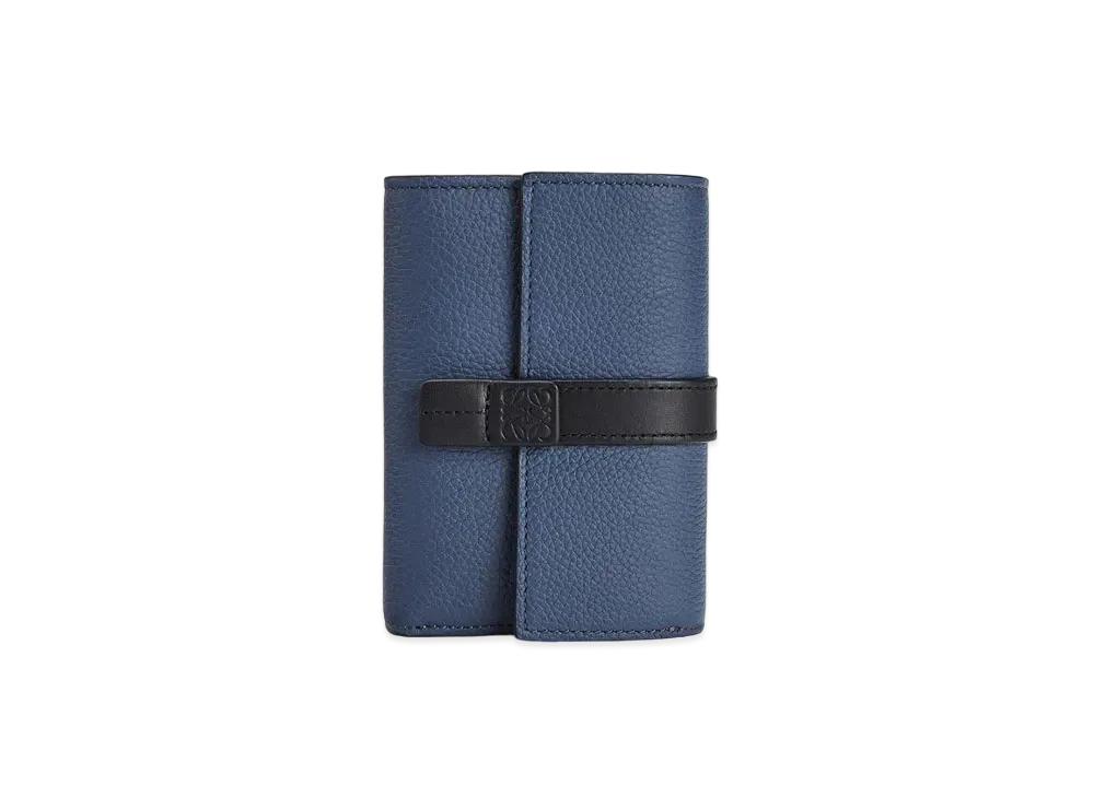 LOEWE Small Vertical Wallet In Soft Grained Calfskin "Indigo Dye / Black"