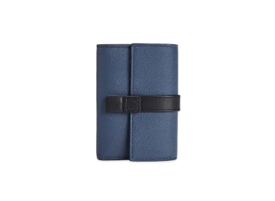 LOEWE Small Vertical Wallet In Soft Grained Calfskin "Indigo Dye / Black"