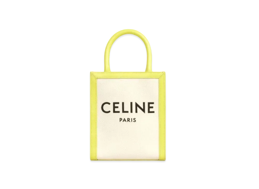 CELINE Mini Vertical Cabas Celine In Textile With Celine Print And Calfskin "Naturel/Anis"