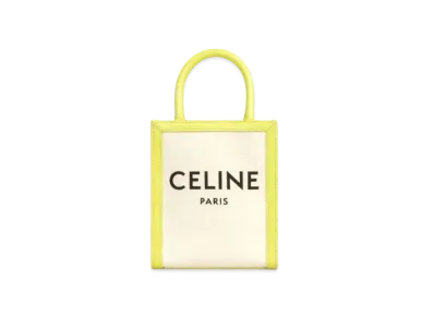 CELINE Mini Vertical Cabas Celine In Textile With Celine Print And Calfskin "Naturel/Anis"