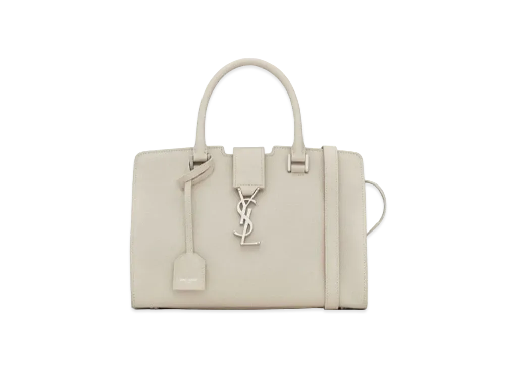 SAINT LAURENT Cabas Ysl Baby In Grained Leather "Vintage White"