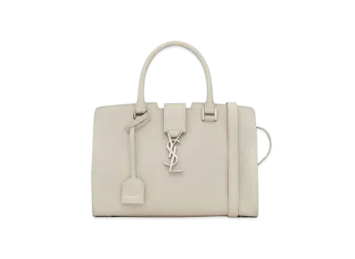 SAINT LAURENT Cabas Ysl Baby In Grained Leather "Vintage White"
