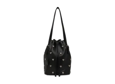 Saint Laurent Rivage Medium Bucket In Vintage Leather And Heart-Shaped Studs "Black"